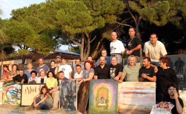 With participating artists of “International Quaratine Island Art Symposium”, Urla, October-2005 
<br>
(Organisers: Özlem Kalkan Erenus – Feryal Taneri)